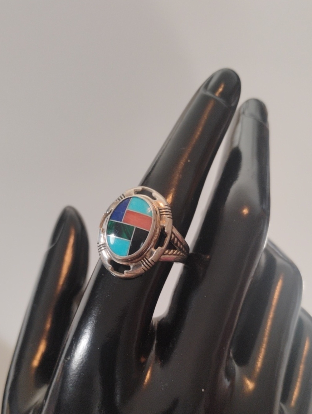 Carolyn Pollack Relios 925 Sterling Inlaid Stones Ring Size 8 - Picture 2 of 7